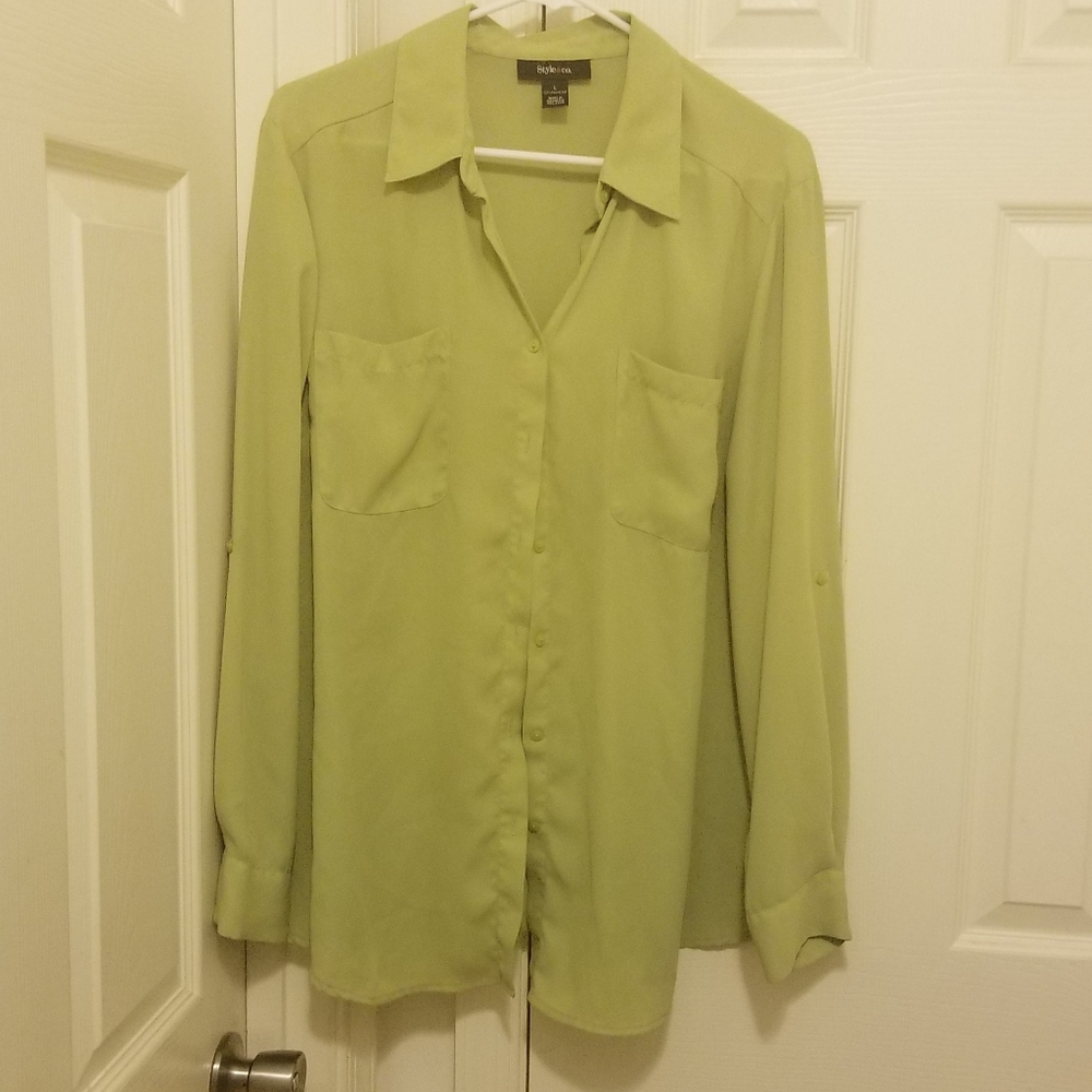 Lime green button-down blouse by Style & CO